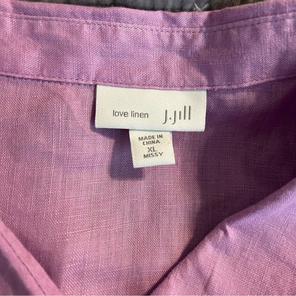 J. Jill Love Linen Lavender Button Down Linen Shirt Sz XL - Picture 3 of 7